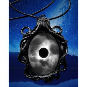 Solar Eclipse Pendant Celestial Outer Space Sun Moon and Stars Jewelry